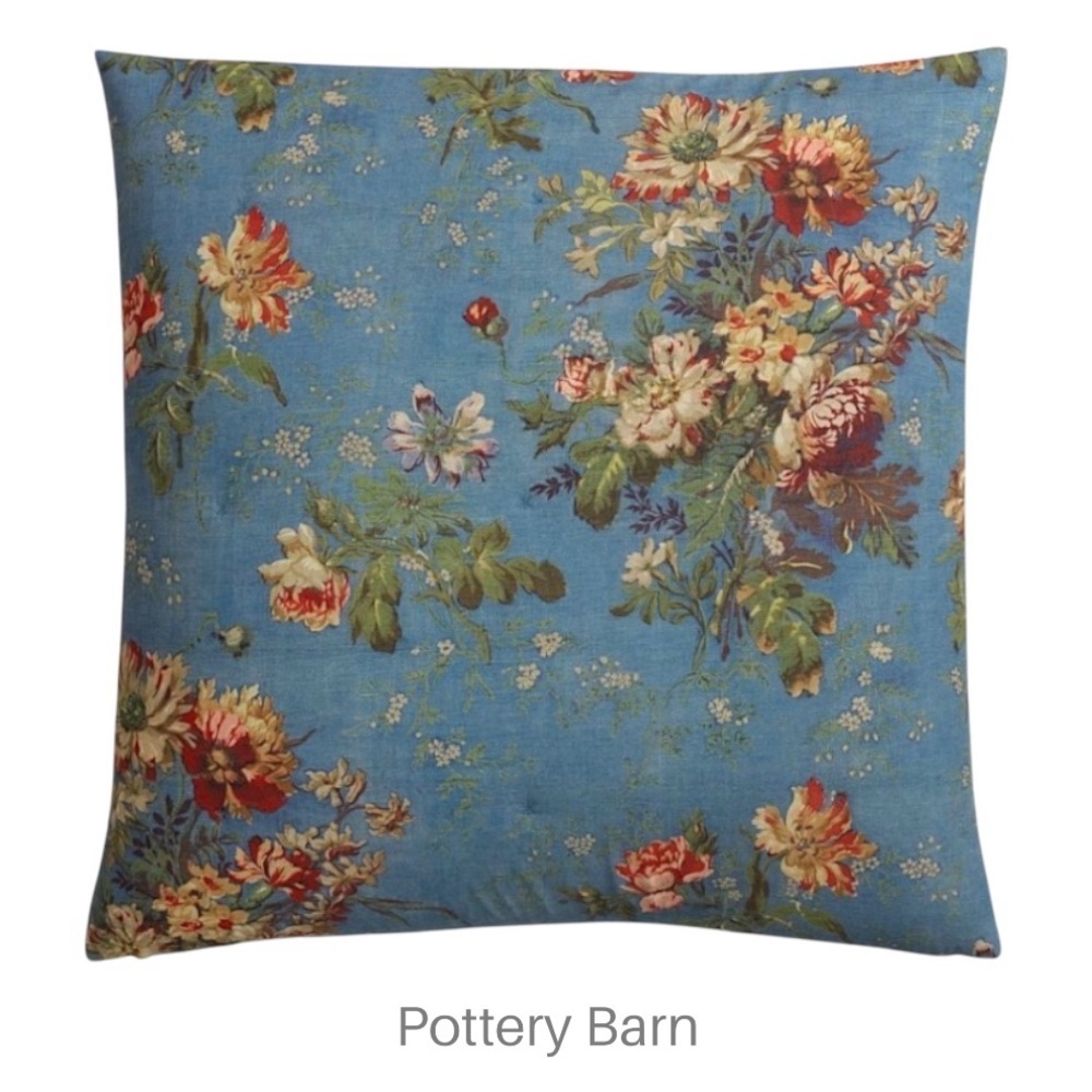 NWT POTTERY BARN EUROPEAN SQUARE MEADOW REVERSIBLE COTTON QUILTED FLORAL SHAM